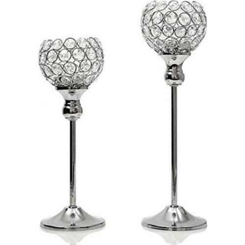 Christmas Gifts Luxury Crystal Silver Wedding Ceremony Decorative Candle Holder Home Party Bar Wedding Room Romantic Decoration