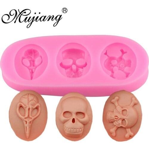 Halloween Skull Shape Silicone Cake Mold Fondant Cake Decorating Tool Soap Resin Clay Candy Sugarcraft Chocolate Gumpaste Molds