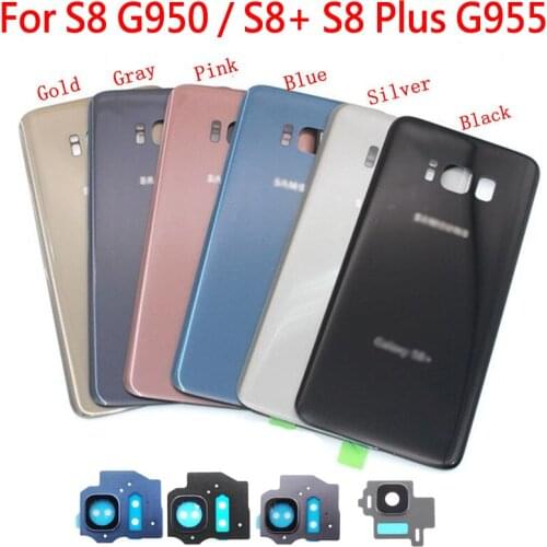 10 Pcs Glass Back Cover For Samsung Galaxy S8 G950F / S8+ S8 Plus G955F Door Housing Replacement + Rear Camera Glass Lens Frame