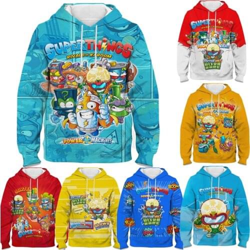 Spring Autumn Kids Superthings Power Machines 3D Hoodies Children Cartoon Pullovers Boys Girls Super Zings 7 Sweatshirt Sudadera