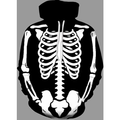 2021 Spring Autumn Mens Hoodie Hip Hop Sweatshirt Creativity Skull Bones Printing Hooded Jacket Streetwear Loose Outerwear 6XL