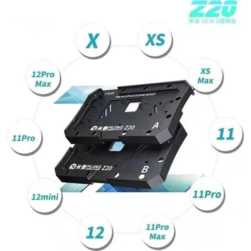 MIJING Z20 10 IN 1 BGA Reballing Stencil Platform Fixure For iPX-12 Pro Max Motherboard Middle Frame Planting Tin Template