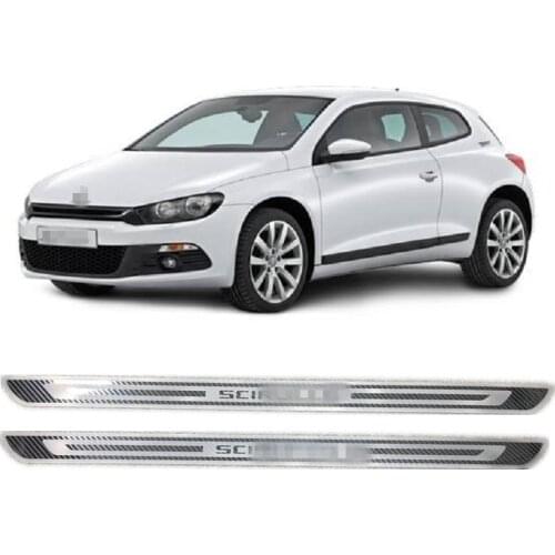 Carbon Fiber Look for Volkswagen Scirocco R MK3 2009-2018 Stainless Steel Scuff Plate Door Sill Cover Sticker Car Accessories