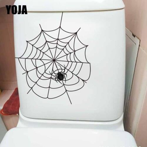 YOJA 18.8X23.1CM Cartoon Toilet Decal Wall Sticker Bedroom Home Decor Simple Geometric Elements Spider Web T5-1166