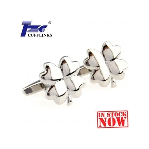 Siver Clover Cufflink Cuff Link 2 Pairs Free Shipping Promotion