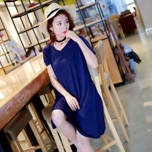 Womens Sleepwear New Large Size Modal Dress Summer Female Fat Short Sleeve пижама Plus Fat Loose Bottoming Skirt Nightwear