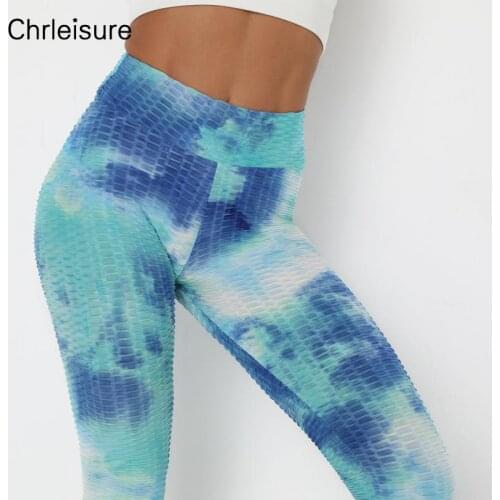CHRLEISURE Gym Leggings Running High Waist Push Up Women Fitness Leggings Tie Dye Seamless Sport Sexy Workout Printed Legging