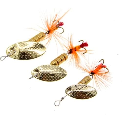 1pc Spinner Bait Fishing Lure Spoon Rotating Spinner Sequins Wobbler Bait Spiner Spinerbait with Feather for Bass Trout Pike