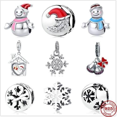 2020 New Christmas Snowflake Bell Hat Bead fit Original Pandora charms silver 925 Bracelet trinket jewelry for women DIY making