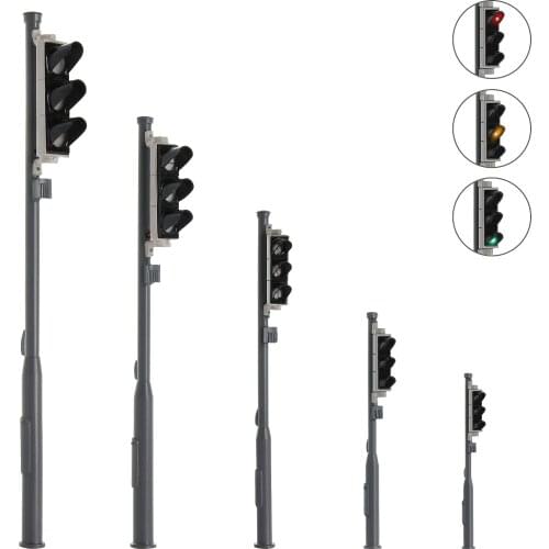 4pcs Model Traffic Singal Red/Yellow/Green Road Crossing Block Signals Light 3-LEDs HO OO O G Scale