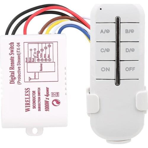 Vogliovoi Receiver 190-250V 4CH Way 4x1000W Digital RF Remote Controller Wireless Transmitter For LED Ceiling Panel Lamps Bulbs