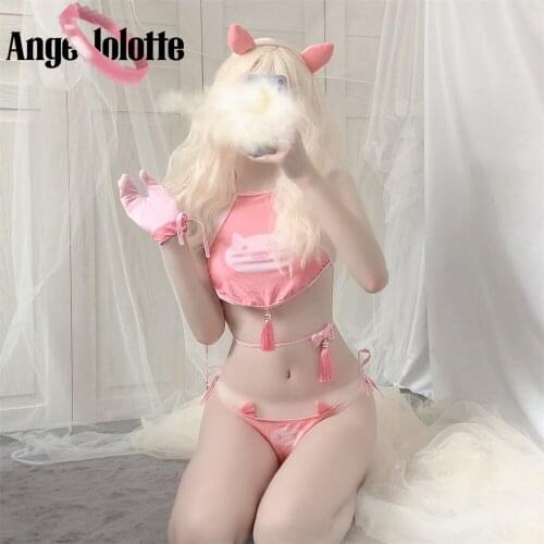Angelolotte Sexy Cute Piggy Bellyband Set Erotic Lingerie Woman Cosplay Bikini Adult Lovely Bandage Kawaii Girls Underwear