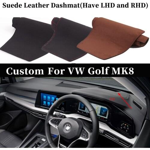 Car-styling Suede Leather Dashmat Dashboard Cover Pad Dash Carpet Accessories Custom For VW Golf MK8 E-GLOF MQB 2020 2021 RHD