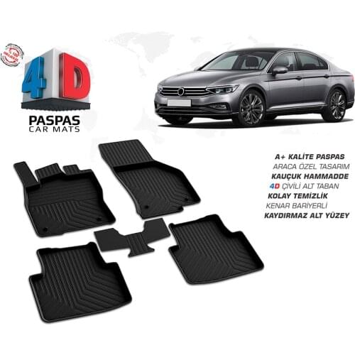 Car Floor Black Color Rubber 4D Car Mats 98% Compatible For Volkswagen Polo Golf Jetta Passat Amarok Transporter Caddy Crafter