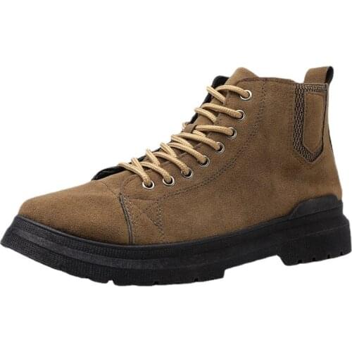 YSHUNIJ Martin boots mens mid-cut short boots tooling shoes mens trendy shoes British style leather shoes mens shoes winter
