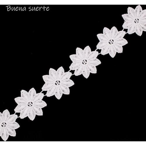 Buena Suerte 2018 High Quality Polyester Flower Embroidery Lace Ribbon Fabric for Sew DIY Handmade Materials Accessories TM064