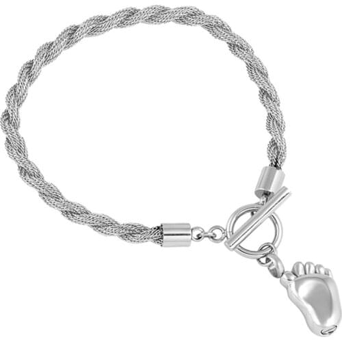 CJB5081 Beautiful Bayby foot Urn Pendant Never Fade 316L Stainless Steel Cremation Bracelets 60mm Bracelets with charms