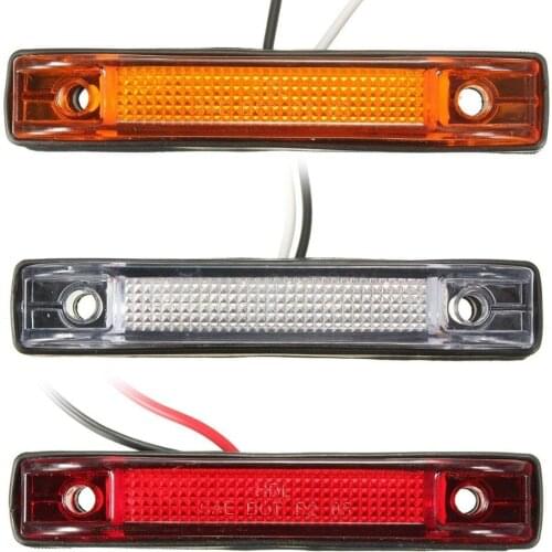 Amber White 6 LED Strip Truck Trailer Clearance Side Marker Light Indicator Lamp 12V 24V