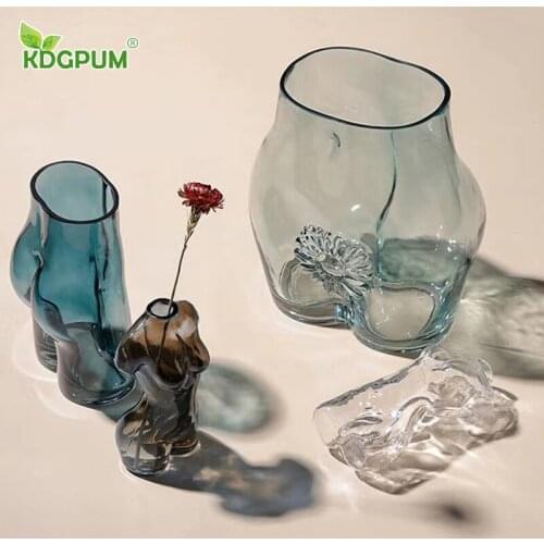 Art Body Handmade Glass Vase Flower Modern Light Luxury Simple Nordic Hydroponic Green Plants Home Decoration Ornaments