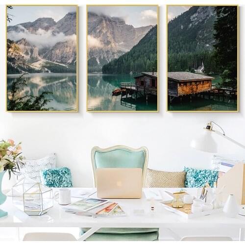 Nordic Forest Lake HD Prints Canvas Painting Modern Landscape Wall Art Pictures Posters for Living Room Bedroom Home Decoration