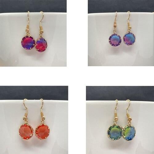 Classic Round Crochet Small Earrings, Exquisite and Dazzling Jewelry, Chinese Fashion Ladies Charm, Gradient Colorful DIY Gift