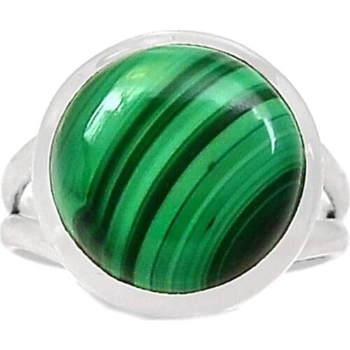 Genuine MALACHITE Ring 925 Sterling Silver Jewelry,USA Size :7.25, MHBAR3768