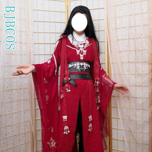 Anime Tian Guan Ci Fu Cosplay Hua Cheng Costume Heaven Officials Bless HuaCheng Red Costume Ghost Kings Music Full Set Cosplay