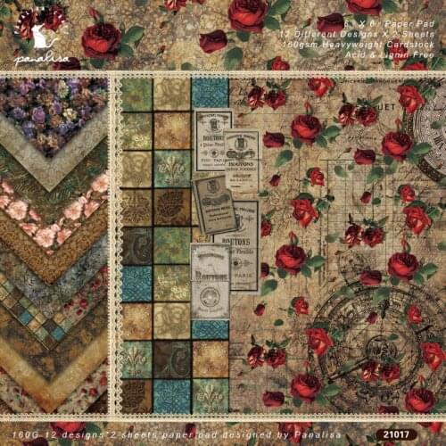 KSCRAFT 12 Sheets Vintage Flowers Scrapbooking Pads Paper Origami Art Background Paper Card Making DIY Scrapbook Paper Craft