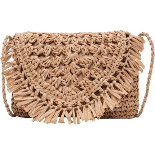 Summer Small Straw Bags Handmade Tassel Beach Shoulder Bags 2020 Raffia Rattan Woven Mini Tote Vacation Handbag Crossbody Bags