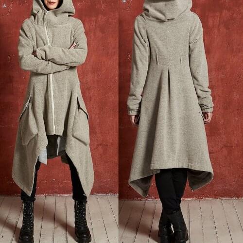 2020 Hot Style Irregular Fashion Sweater Maternity Windbreaker Long Sleeve Hooded Zipper Jacket Gray Pretnant Tops Winter Autumn