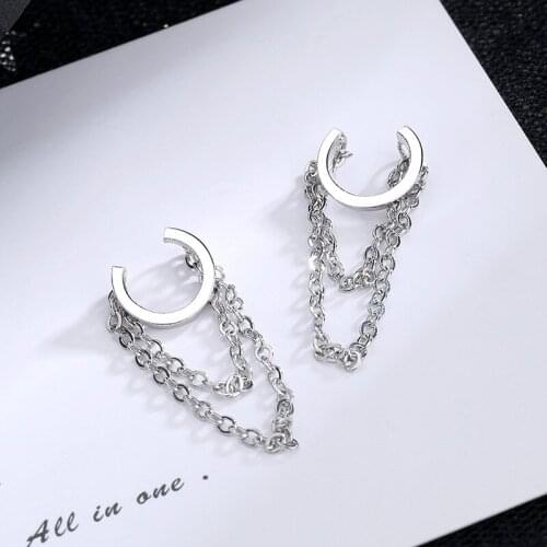 Lovablegirls No Pierced Ear Cuff Clip Chain Tassel Clip on Earrings For Women Korean Jewelry Femme New Earcuff Girl Gift