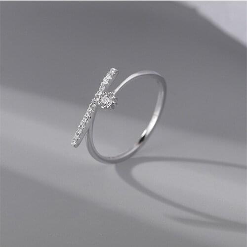 925 Sterling Silver Zircon Geometric Finger Ring For Women Girls Retro Party Jewelry Accessories Anillos jz007