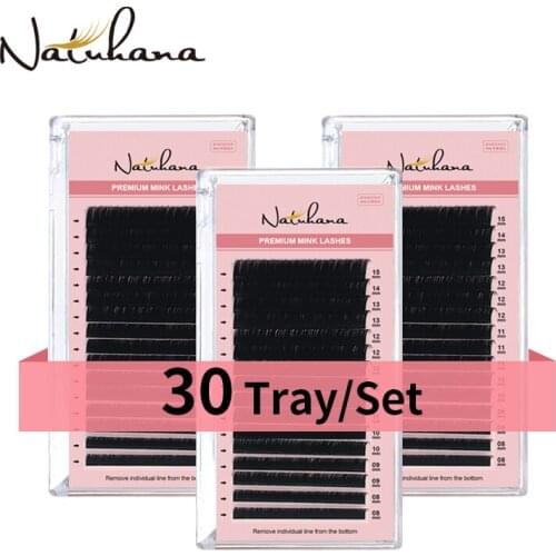 NATUHANA Free Shipping 30Cases/Lot 16rows 8-15mm Mix Individual False Eyelashes Extension Natural Soft Faux Mink Eyelashes