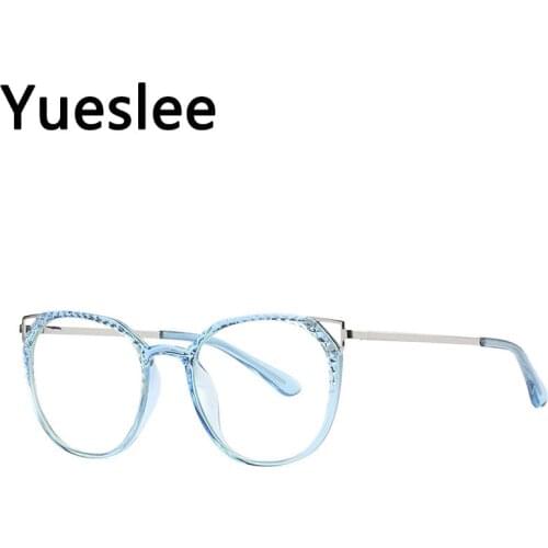 49982 Plastic Titanium Anti Blue Light Cat Eye Glasses Frame Men Women Optical Fashion Computer Eyeglasses