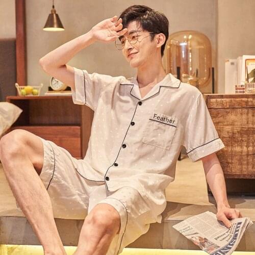2021Summer Men Ice Silk Hot Quality Pajamas Sets Homewear Casual Comfy Two-Piece Mens Sleepwear Sets Shorts