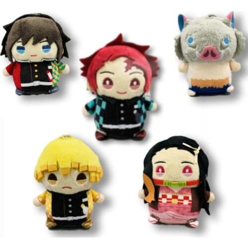Stuffed Anime Kimetsu No Yaiba Plush Doll Key Ring Pandent Toys For Children Agatsuma Zenitsu Kamado Nezuko Collectible Gift Toy