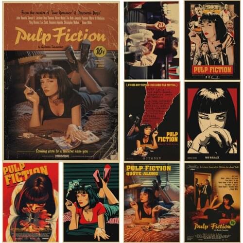 Popular Movie Pulp Fiction Quentin Tarantino Vintage Poster Wall Stickers for Living Room Home Decoration