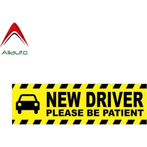 Aliauto Warning Car Sticker New Driver Please Be Patient Craative Waterproof Sunscreen Decal PVC,17cm*5cm