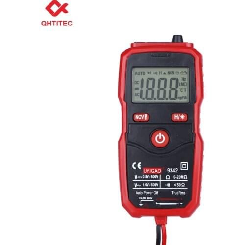 QHTITEC UA9342 Multimeter Digital Auto Ranging One-Click Test Resistance Continuity NCV Voltmeter with Backlight Flashlight