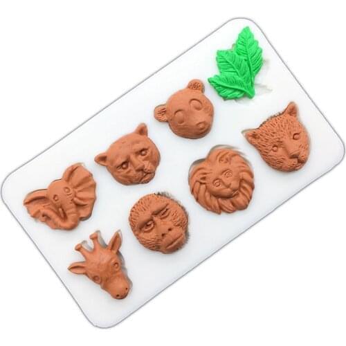 Bear Elephant Lion Deer Leopard Head Leaf Silicone Sugarcraft Mold Chocolate Cupcake Baking Fondant Cake Decorating Tools