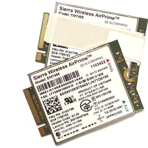 Sierra EM7455+2pcs antenna FRU 01AX756 LTE CAT6 for Thinkpad X1 carbon 5th gen X270 T470 T470S T470P T570 L570 L470 P51 P71