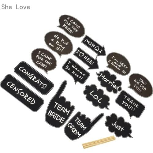 Chzimade 16pcs DIY Wedding Photo Booth Prop Card Board Just Married Team Bride Hen Party