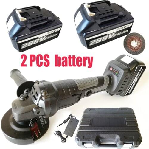 Brushless Electric Angle Grinder Grinding Machine Cordless DIY Woodworking Power Tool with 2 pcs battery