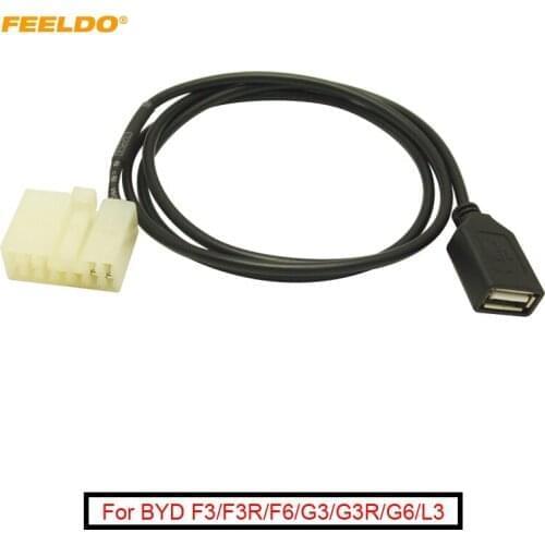 FEELDO 1Pc Car Audio Female USB Cable Adapter Connector For BYD F3/F3R/F6/G3/G3R/G6/L3 CD Player USB Wire #AM5664