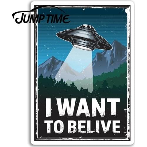 Jump Time for Alien UFO Vinyl Stickers Aliens Space Sticker Laptop Luggage Waterproof Accessories Bumper Car Decal