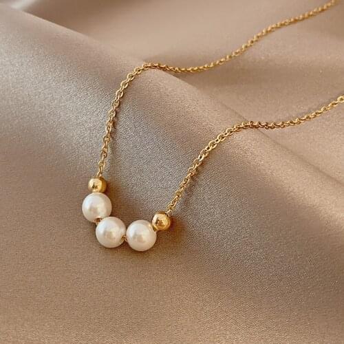 Vintage Gold Pearl Pendants Chokers Necklaces for Women Girl Elegant Punk Necklace New Design Wedding Jewelry Girlfriend Gifts