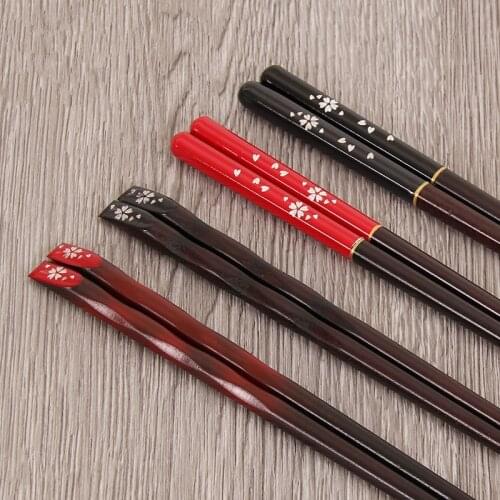 Japanese Cherry wooden chopsticks pointed tableware Decor Non Slip chopsticks Chop Sticks