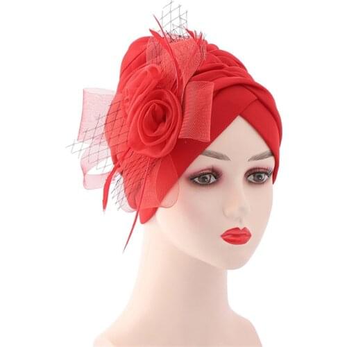 Flowers Bonnet Cap for Women Muslim Hat African Aso Oke Headtie Islamic Headwear Turban Femme Musulman Ladies Head Wraps