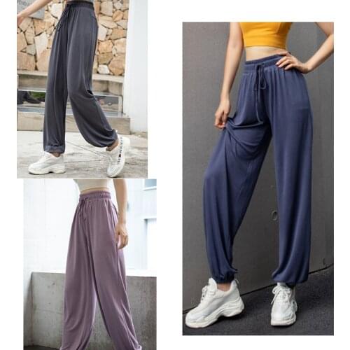Women High Waist Casual Lounge Wide Leg Hip-Hop Dancing Hippie Streetwear Jogging Running Pilate Soft Comfy Modal Tie Feet Pants