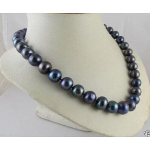 Women Gift word Love real real@@@@@9--10MM BLACK TAHITIAN PEARL NECKLACE 18" african beads indian dubai